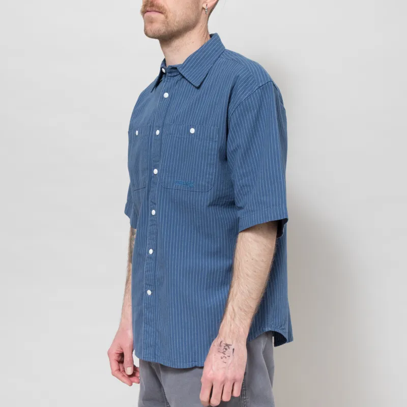 Dubbleware Short Sleeve Workshirt Denim Stripe-1