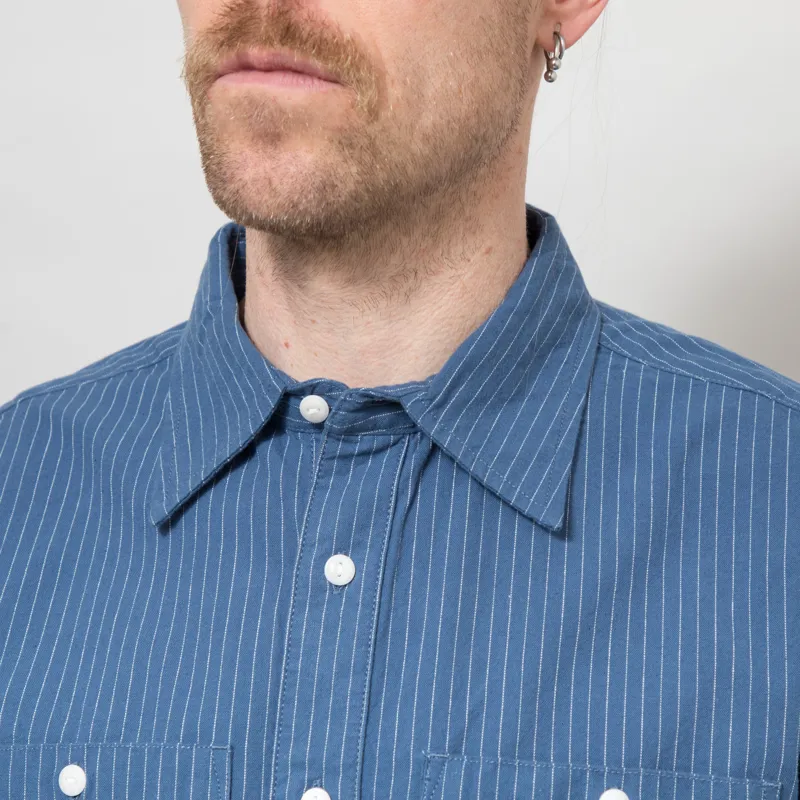 Dubbleware Short Sleeve Workshirt Denim Stripe-5