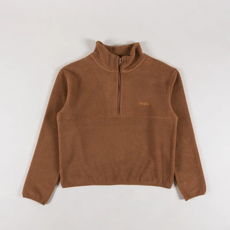 Rhythm Womens Tulua Quarter Zip Reverse Fleece Brown-4