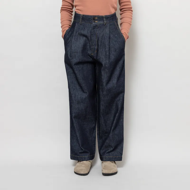 Girls Of Dust Womens British Worker Pants Regenerate Denim Blue-1