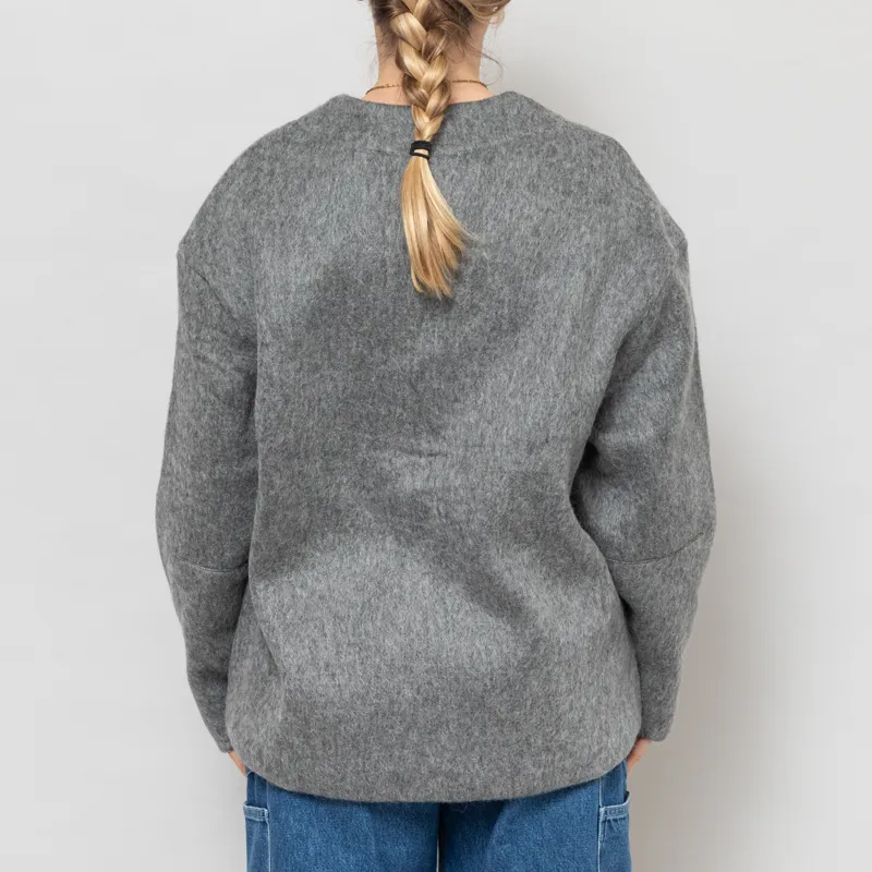 Girls of Dust Womens Basic Cardigan Mohair Fleece Asphalt-3