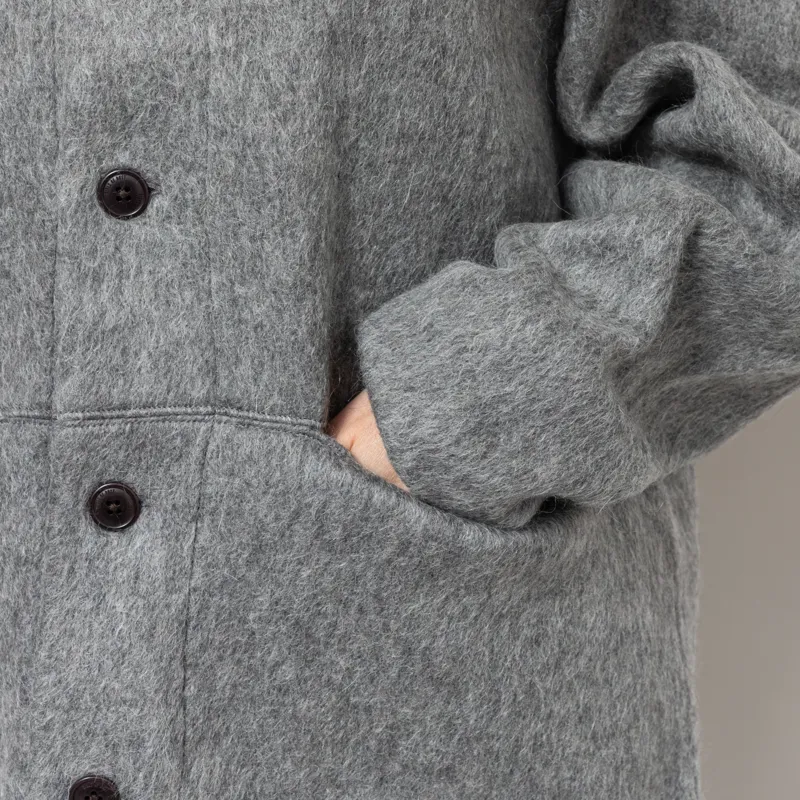 Girls of Dust Womens Basic Cardigan Mohair Fleece Asphalt-8