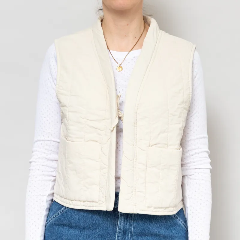 Girls of Dust Womens Cork Vest Quilted Cotton Ecru