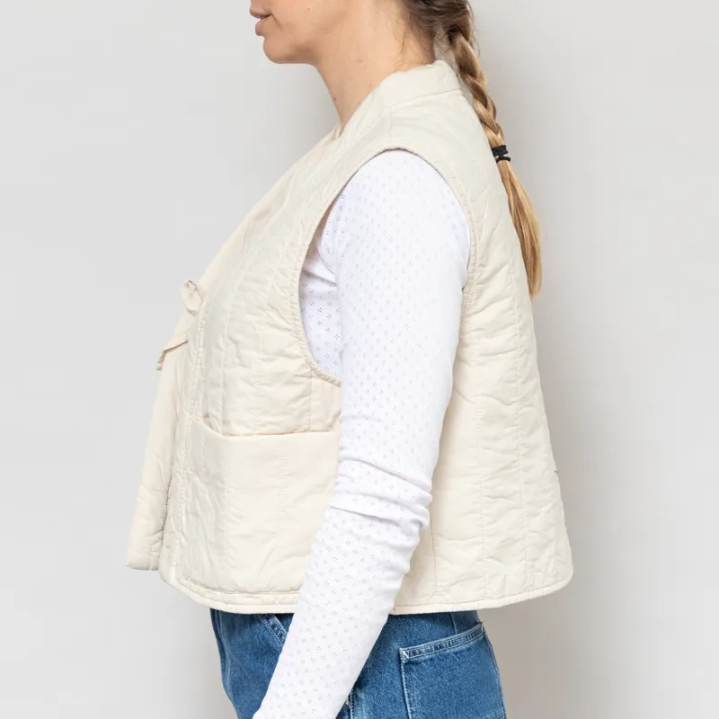 Girls of Dust Womens Cork Vest Quilted Cotton Ecru-2