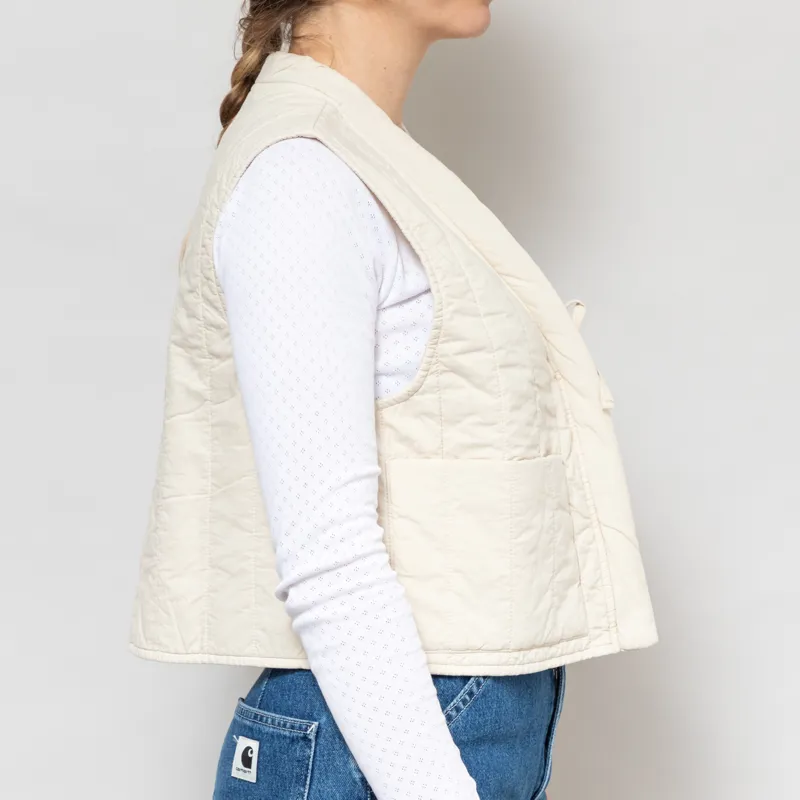 Girls of Dust Womens Cork Vest Quilted Cotton Ecru-4