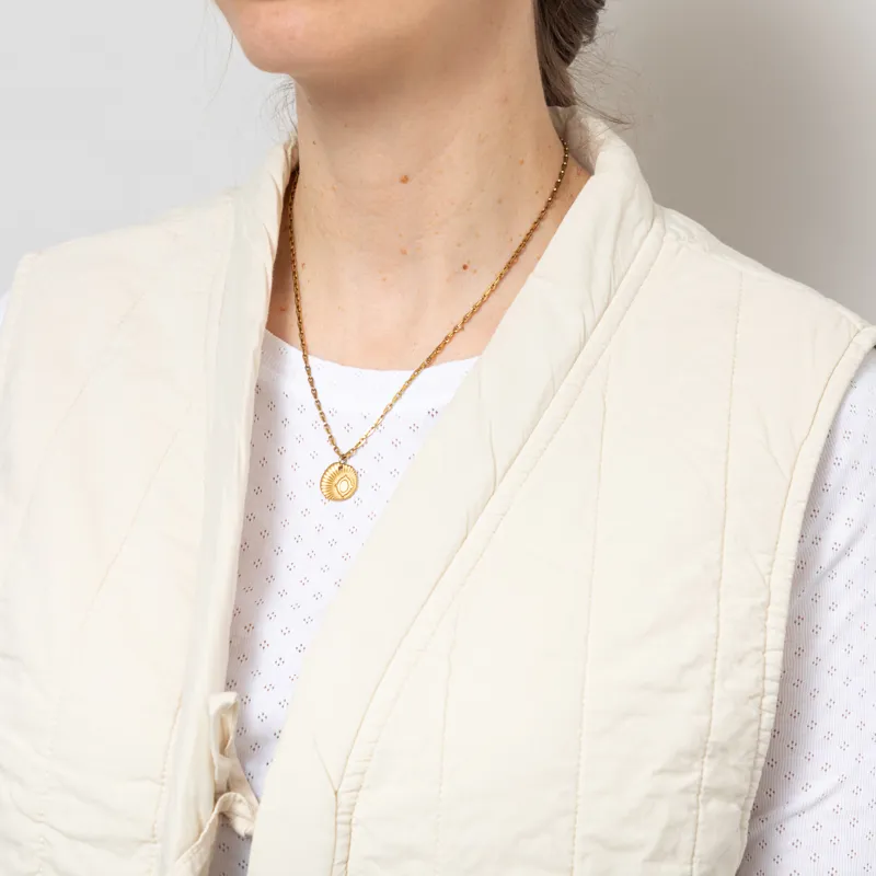 Girls of Dust Womens Cork Vest Quilted Cotton Ecru-5