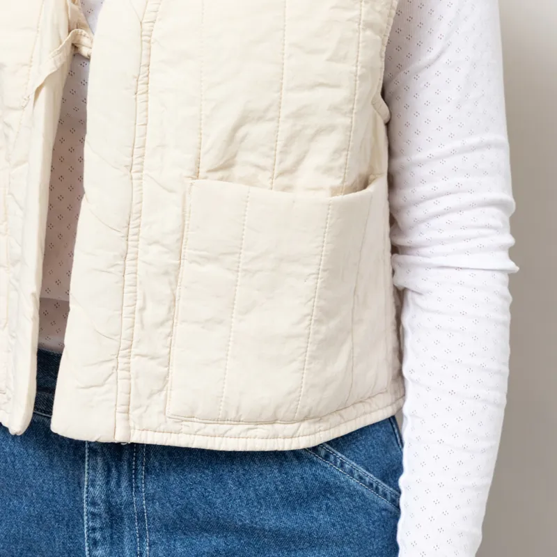 Girls of Dust Womens Cork Vest Quilted Cotton Ecru-6