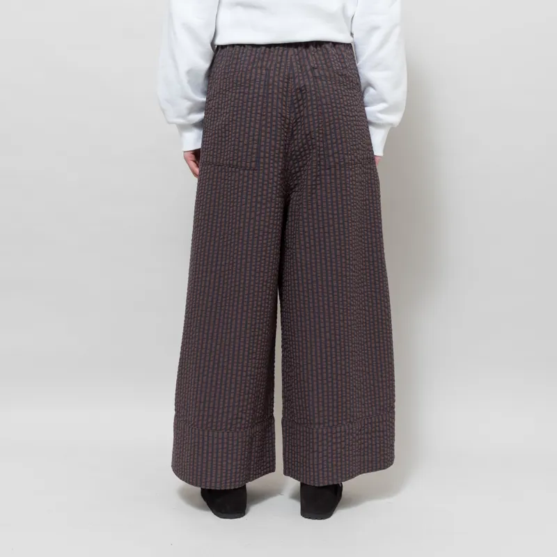 Girls of Dust Womens Culotte Trousers Belfast Seersucker Coffee Navy-2