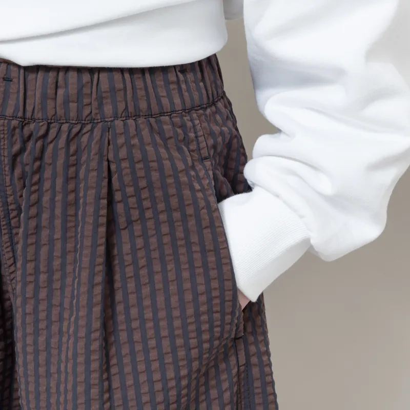 Girls of Dust Womens Culotte Trousers Belfast Seersucker Coffee Navy-3