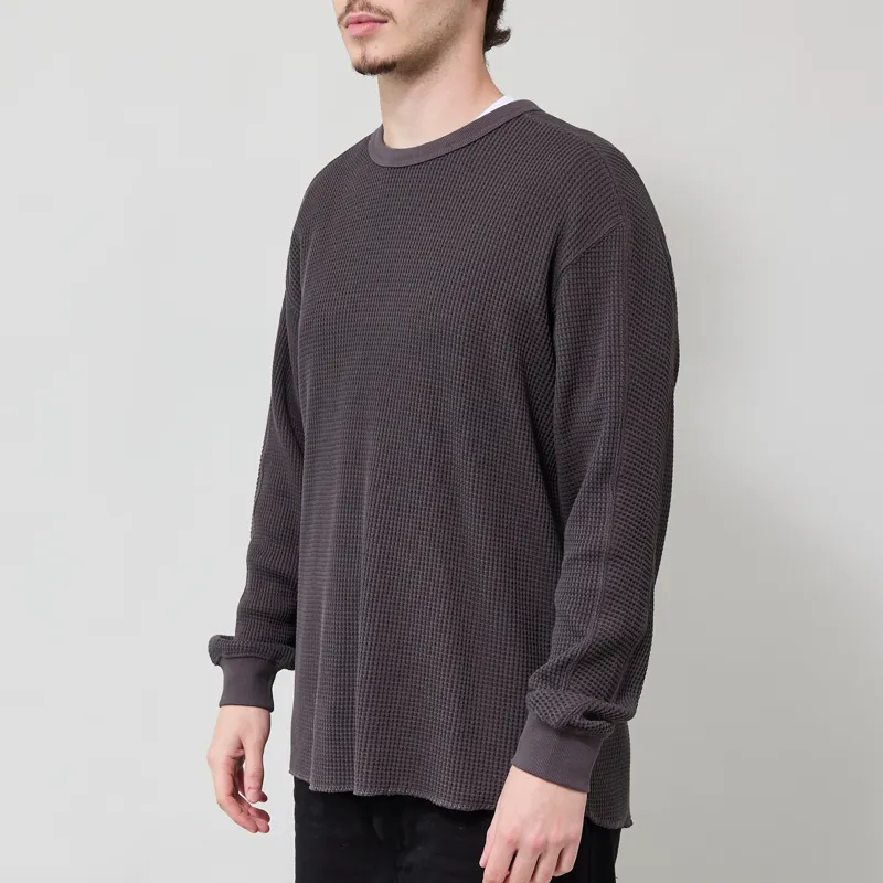 Snow Peak Heavyweight Waffle Pullover Charcoal-1