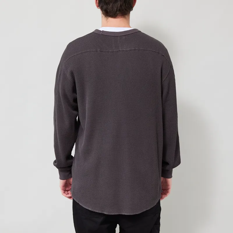 Snow Peak Heavyweight Waffle Pullover Charcoal-2