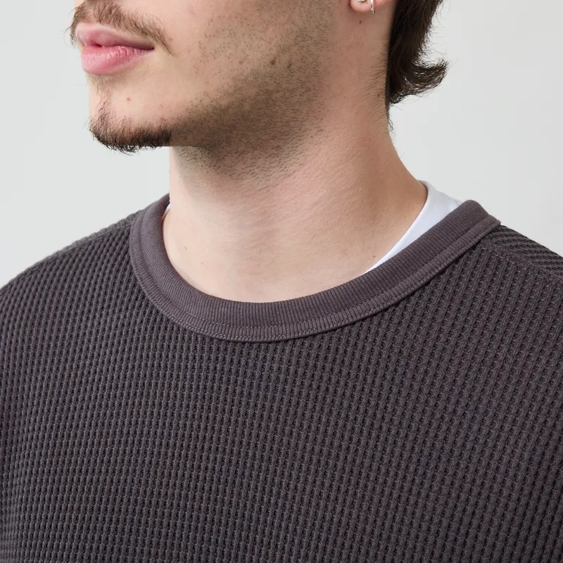Snow Peak Heavyweight Waffle Pullover Charcoal-3