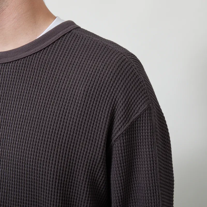 Snow Peak Heavyweight Waffle Pullover Charcoal-4