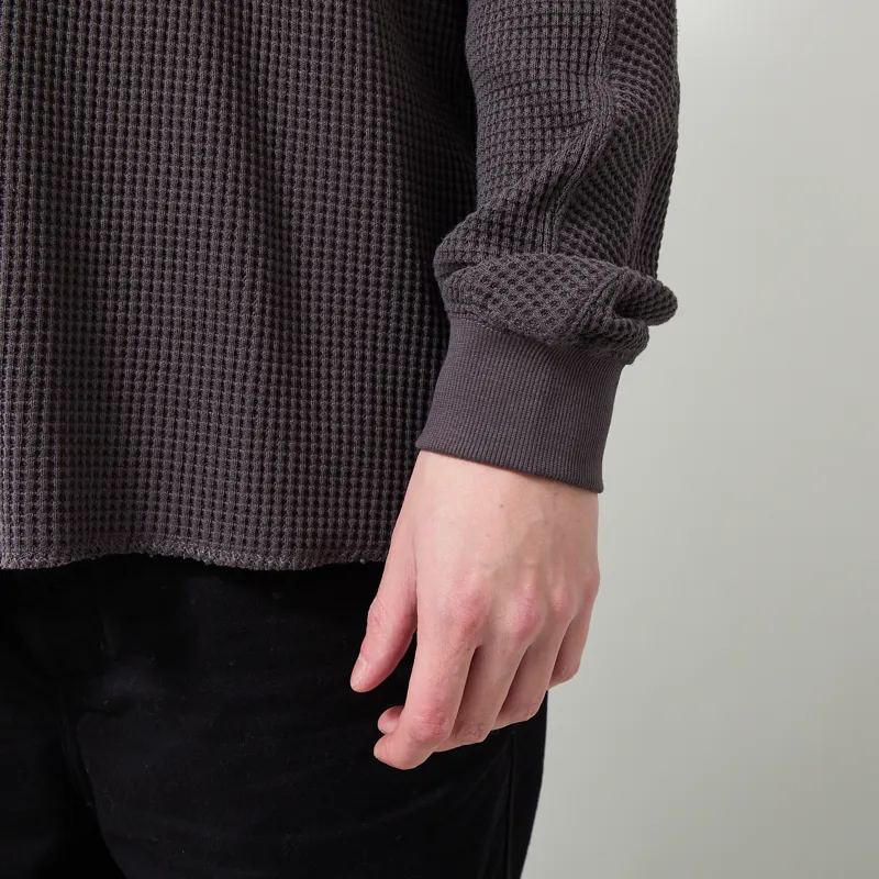 Snow Peak Heavyweight Waffle Pullover Charcoal-5