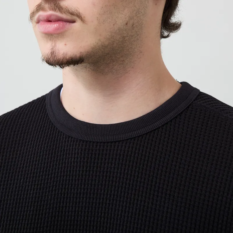 Snow Peak Heavyweight Waffle Pullover Black-3