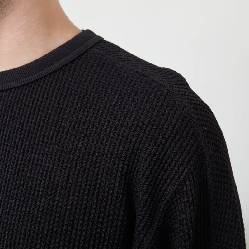 Snow Peak Heavyweight Waffle Pullover Black-4