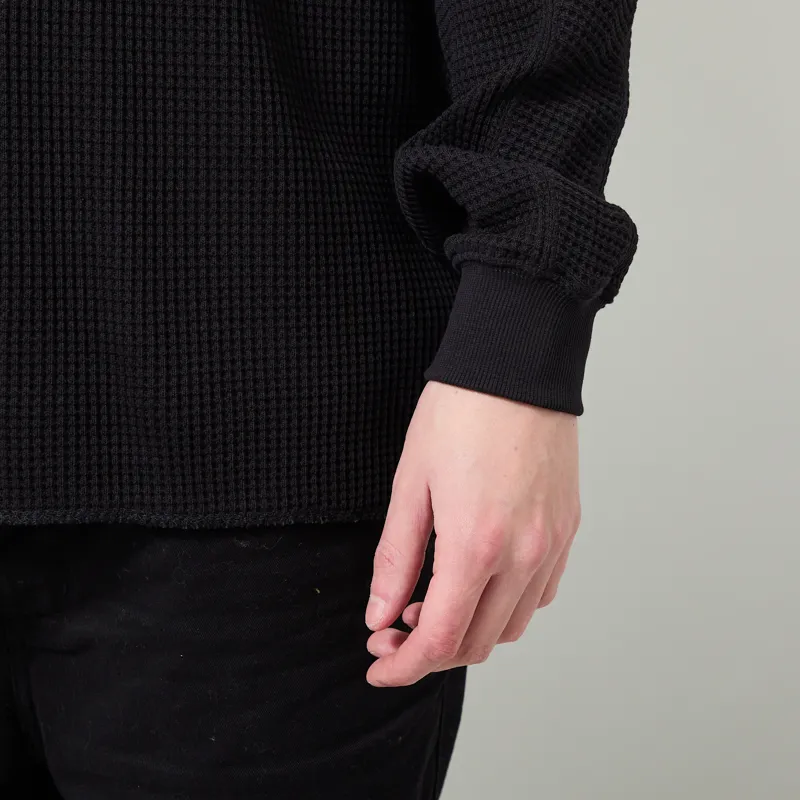 Snow Peak Heavyweight Waffle Pullover Black-5