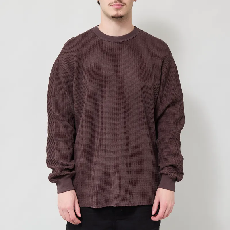 Snow Peak Heavyweight Waffle Pullover Dark Brown