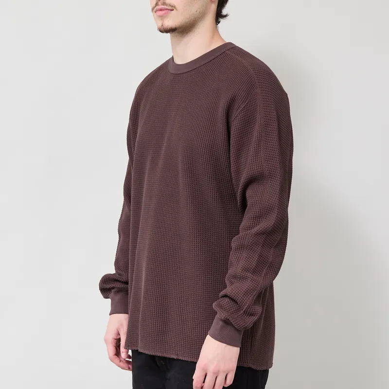 Snow Peak Heavyweight Waffle Pullover Dark Brown-1