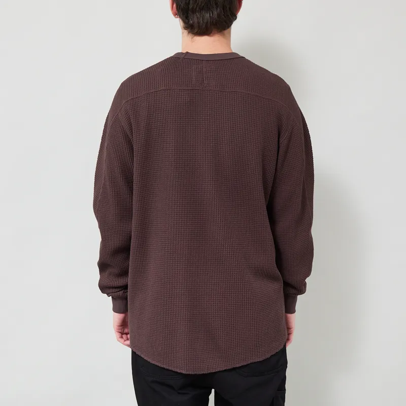 Snow Peak Heavyweight Waffle Pullover Dark Brown-2