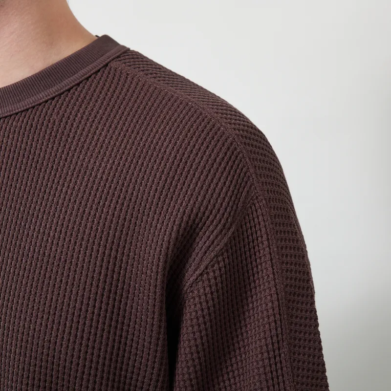 Snow Peak Heavyweight Waffle Pullover Dark Brown-4