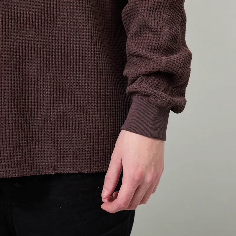 Snow Peak Heavyweight Waffle Pullover Dark Brown-6