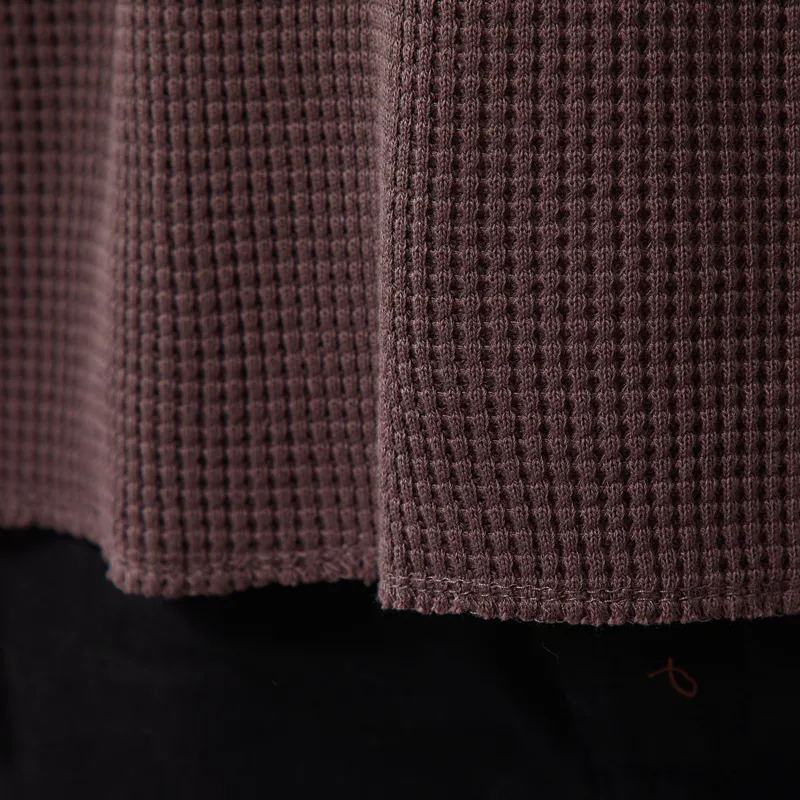 Snow Peak Heavyweight Waffle Pullover Dark Brown-7