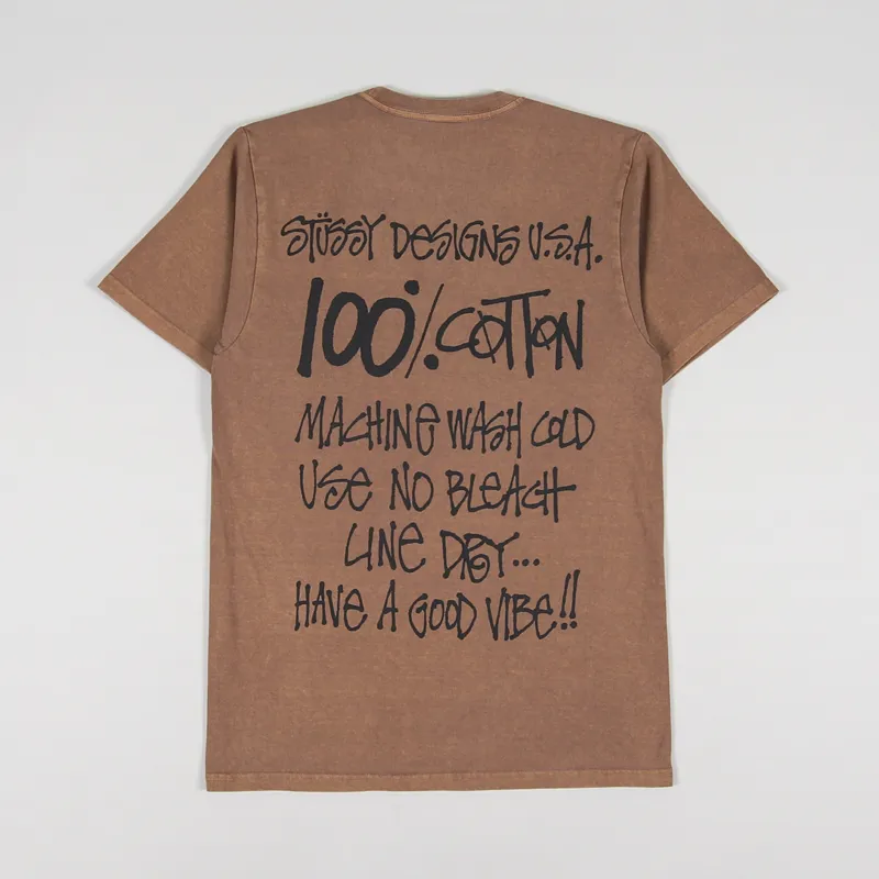 Stussy 100 Pigment Dyed T Shirt Almond