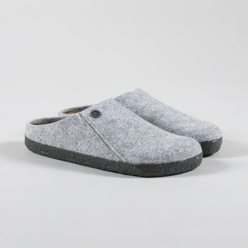 Birkenstock Womens Zermatt Wool Felt Narrow Fit Mules Light Gray