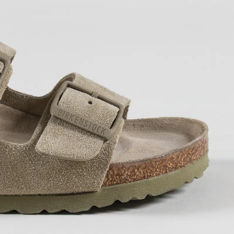 Birkenstock Womens Arizona Soft Footbed Suede Leather Narrow Fit Sandals Faded Khaki-5