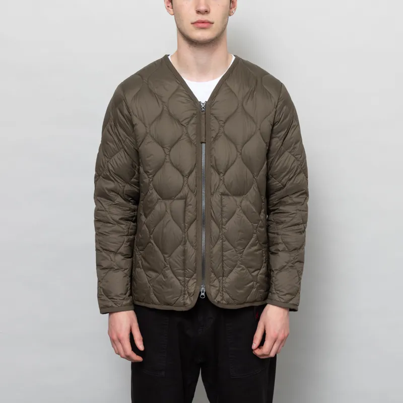 Taion Womens Military V Neck Zip Down Jacket Dark Olive-5