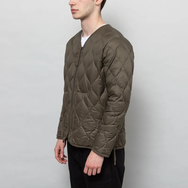 Taion Womens Military V Neck Zip Down Jacket Dark Olive-6