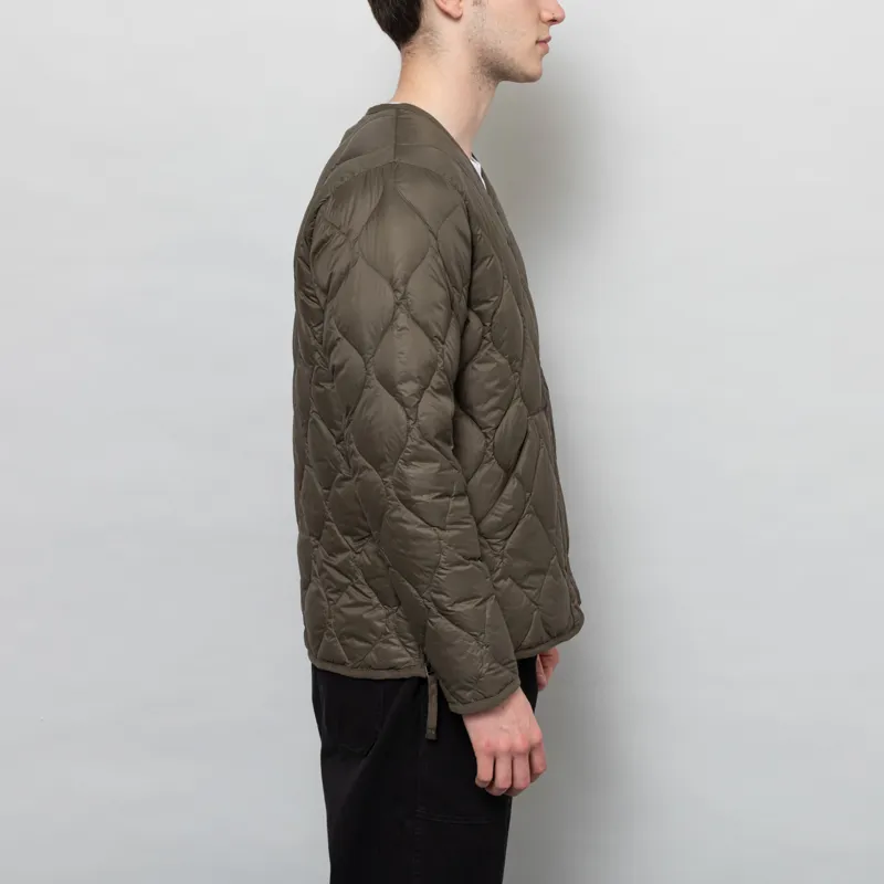 Taion Womens Military V Neck Zip Down Jacket Dark Olive-9