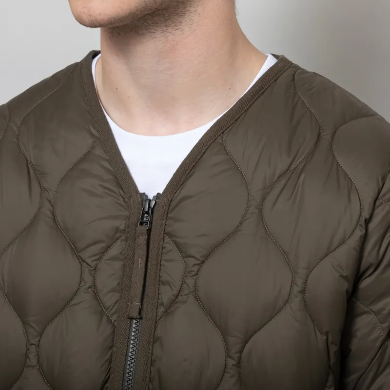 Taion Womens Military V Neck Zip Down Jacket Dark Olive-10