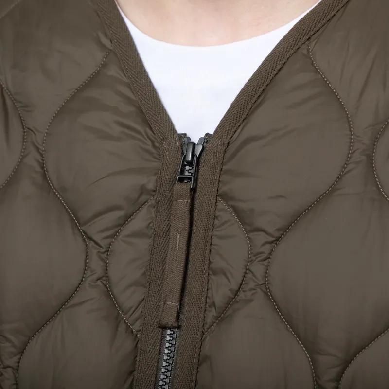 Taion Womens Military V Neck Zip Down Jacket Dark Olive-13
