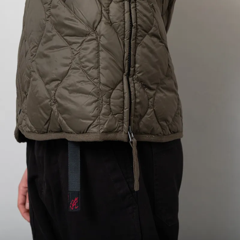 Taion Womens Military V Neck Zip Down Jacket Dark Olive-12