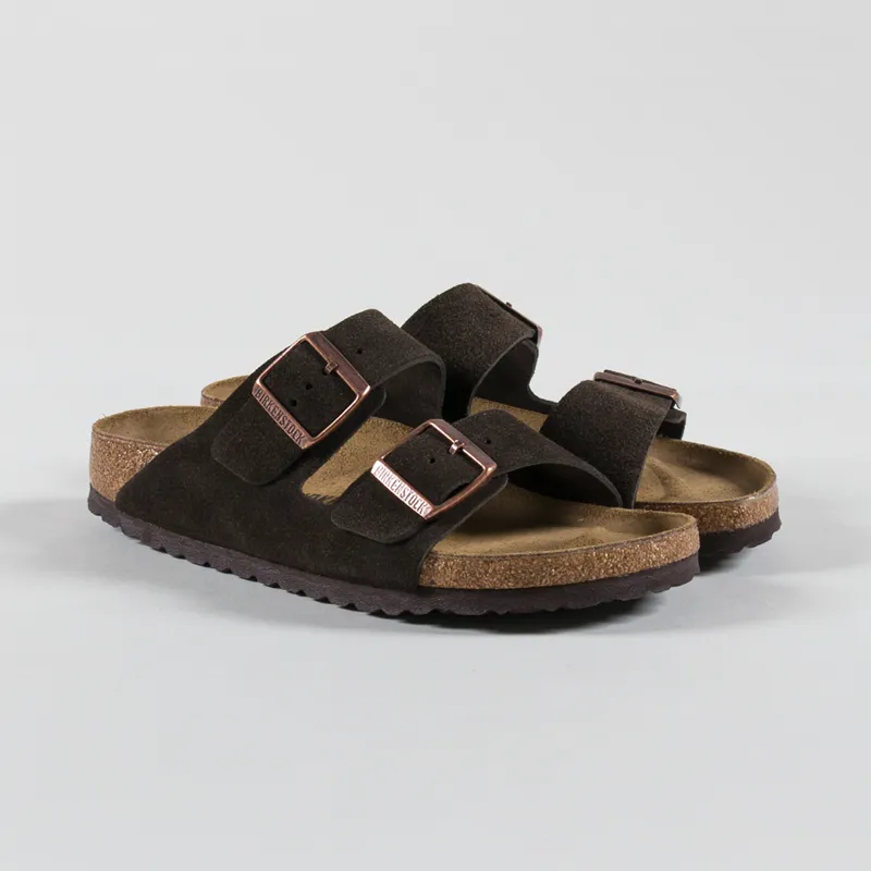 Birkenstock Womens Arizona Suede Leather Narrow Fit Sandals Mocca