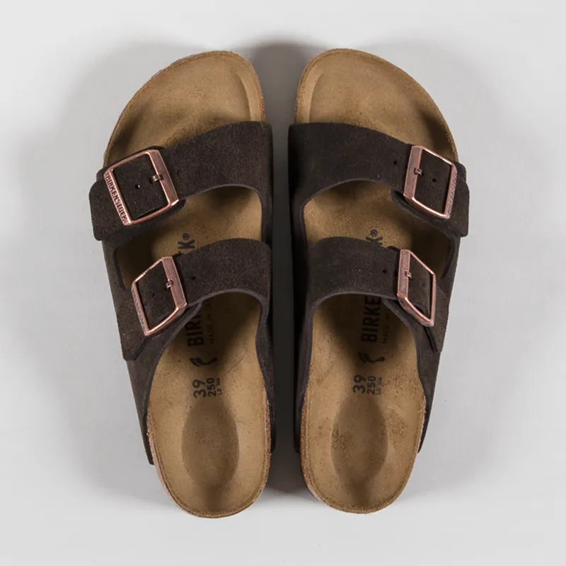 Birkenstock Womens Arizona Suede Leather Narrow Fit Sandals Mocca-6