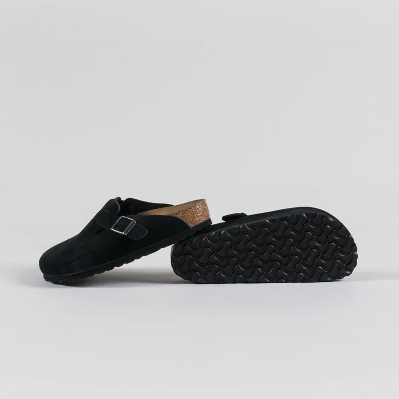 Birkenstock Womens Boston BS Regular Fit Sandals Suede Black-3