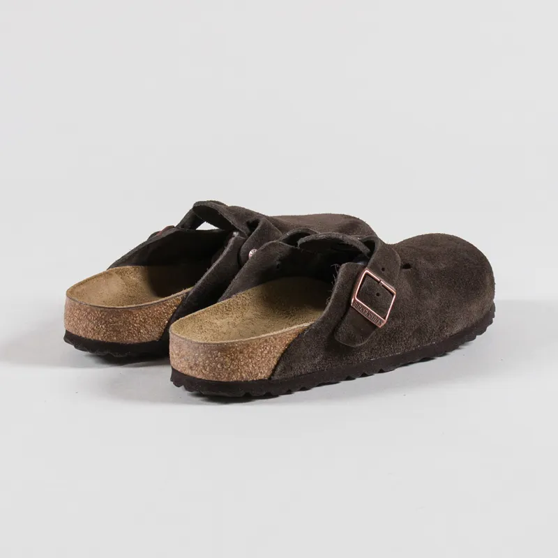 Birkenstock Womens Boston BS Narrow Fit Sandals Suede Mocca-1