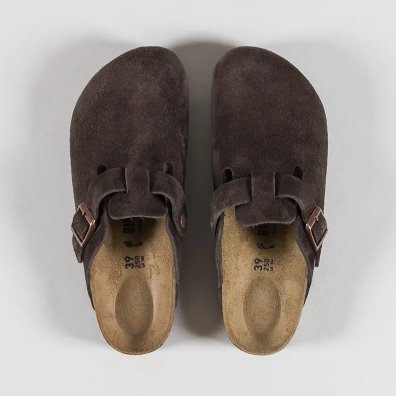 Birkenstock Womens Boston BS Narrow Fit Sandals Suede Mocca-6