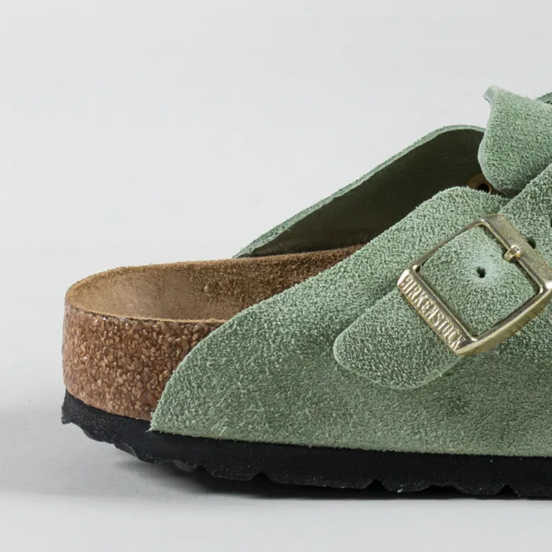 Birkenstock Womens Boston BS Narrow Fit Sandals Suede Green Tea-3
