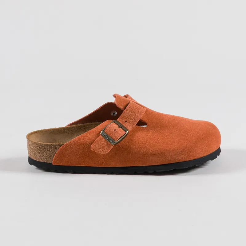 Birkenstock Womens Boston BS Narrow Fit Sandals Suede Dark Rust-2