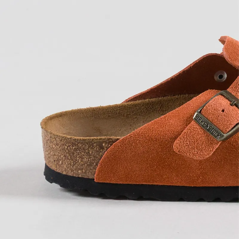Birkenstock Womens Boston BS Narrow Fit Sandals Suede Dark Rust-4