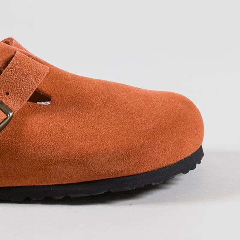 Birkenstock Womens Boston BS Narrow Fit Sandals Suede Dark Rust-5