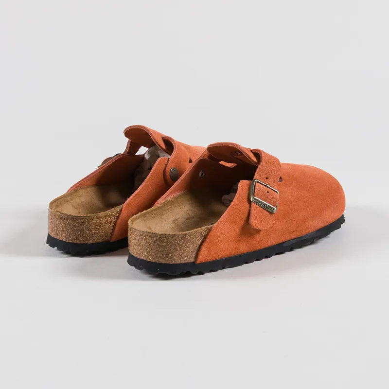 Birkenstock Womens Boston BS Narrow Fit Sandals Suede Dark Rust-1