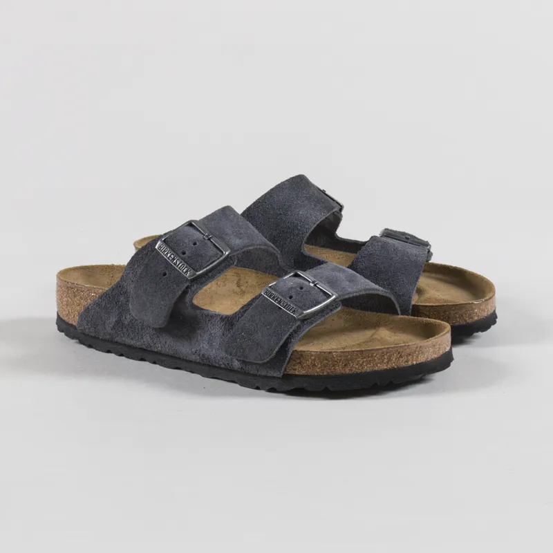 Birkenstock Womens Arizona Suede Leather Sandals Charcoal