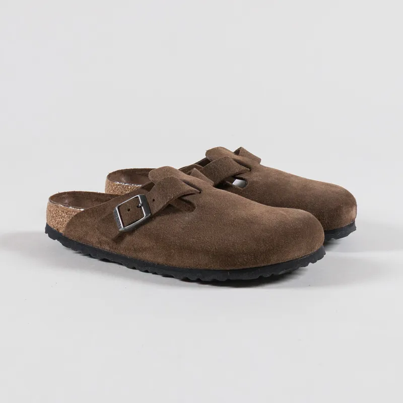 Birkenstock Womens Boston BS Narrow Fit Sandals Suede Carafe Tonal Fb
