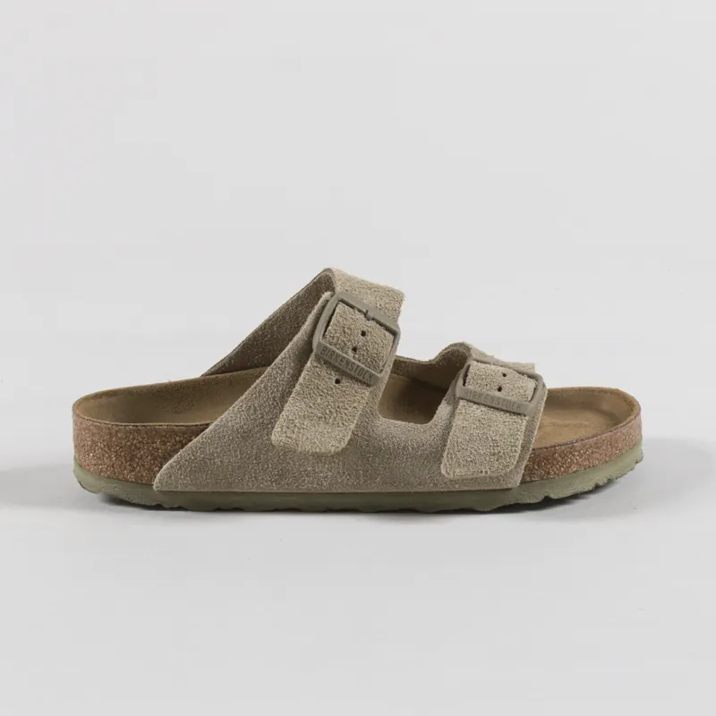 Birkenstock Womens Arizona Suede Leather Sandals Faded Khaki-2