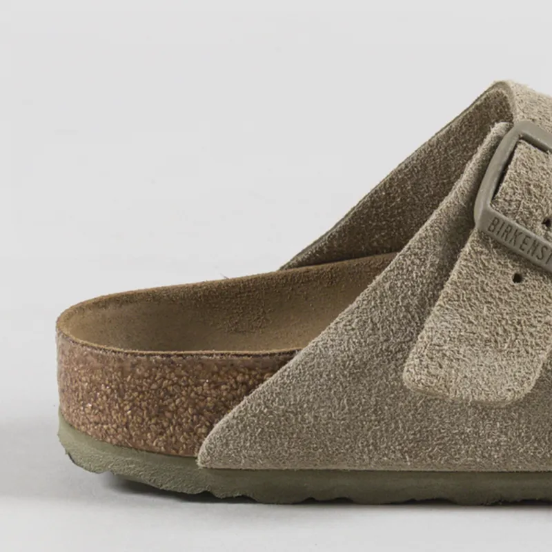 Birkenstock Womens Arizona Suede Leather Sandals Faded Khaki-4